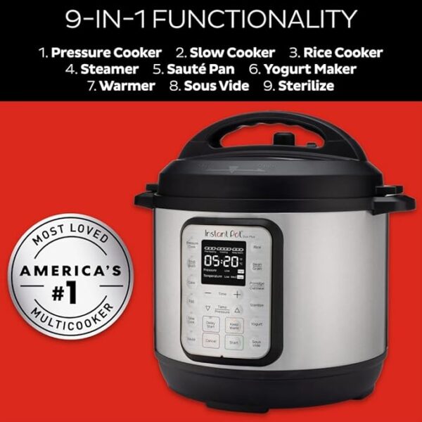 Instant Pot Duo Plus 9-in-1 Electric Pressure Cooker, Slow Cooker, Rice Cooker, Steamer, Sauté, Yogurt Maker, Warmer & Sterilizer, Includes App With Over 800 Recipes, Stainless Steel, 6 Quart - Image 3