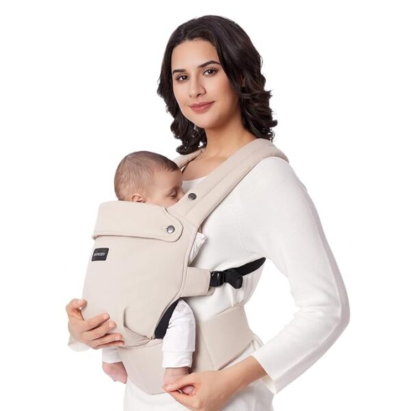 Momcozy Baby Carrier - Ergonomic, Cozy and Lightweight Carrier for 7-44lbs, Effortless to Put On, Ideal for Hands-Free Parenting, Enhanced Lumbar Support, Purehug for Infant to Toddler, Khaki - Image 6