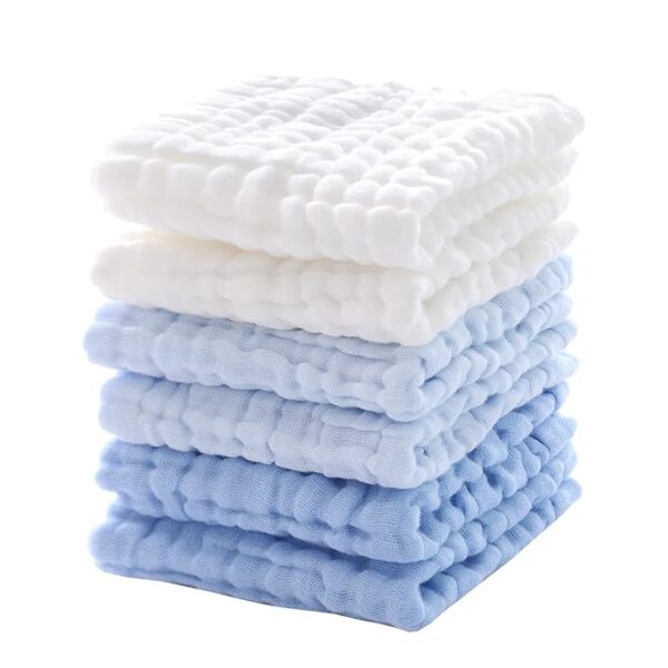 MUKIN Baby Washcloths - Soft Face Cloths for Newborn, Absorbent Bath Wipes, Burp Cloths or Towels, Baby Registry as Shower. Pack of 6-12x12 inches (Blue)