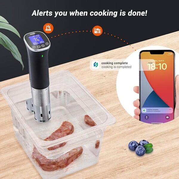 Inkbird Waterproof WIFI Sous Vide Cooker ISV-300W, 1000 Watts Sous-Vide Machine with 14 Preset Recipes, 3D Fast-Heating Thermal Immersion Circulator with Timer - Image 3