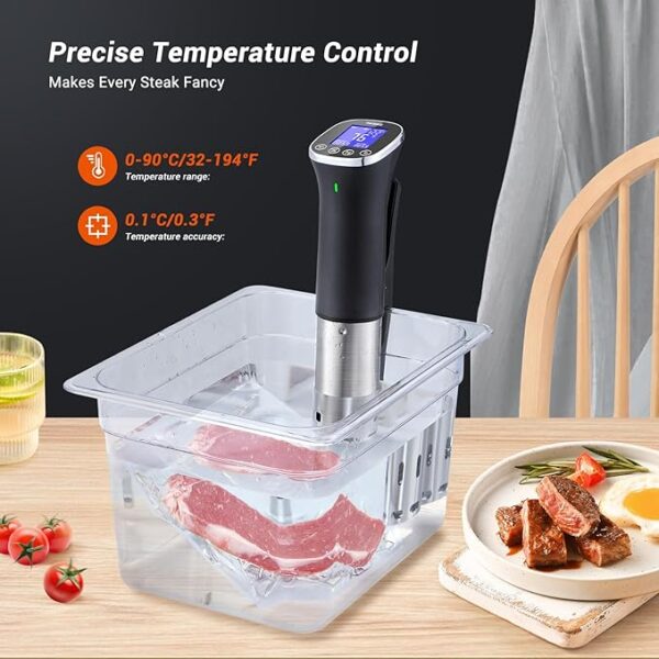 Inkbird Waterproof WIFI Sous Vide Cooker ISV-300W, 1000 Watts Sous-Vide Machine with 14 Preset Recipes, 3D Fast-Heating Thermal Immersion Circulator with Timer - Image 5