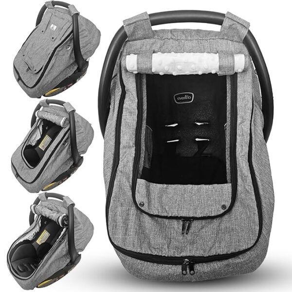 Waterproof Baby Car Seat Cover | Windproof Carseat Cover for Babies | Infant Car Seat Canopy for Boys and Girls | Car seat Cover Baby boy (Gray)