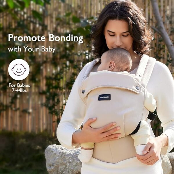 Momcozy Baby Carrier - Ergonomic, Cozy and Lightweight Carrier for 7-44lbs, Effortless to Put On, Ideal for Hands-Free Parenting, Enhanced Lumbar Support, Purehug for Infant to Toddler, Khaki - Image 7