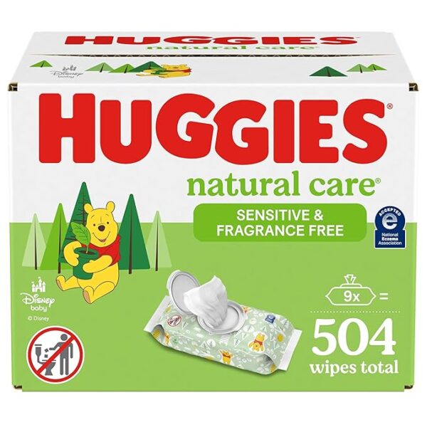 Sensitive Baby Wipes, Huggies Natural Care Baby Diaper Wipes, Unscented, Hypoallergenic, 99% Purified Water, 56 Count (Pack of 9) (504 Wipes Total) - Image 5