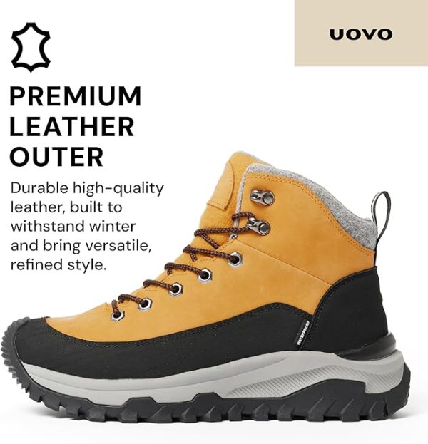 UOVO Men’s Winter Boot, Waterproof Leather - Image 7