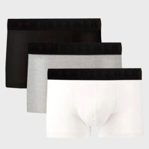 Boxer Trunks - White, Heather Grey & Black Pack Of 3